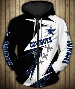 Dallas Cowboys Army Graphic 3D Zip Hoodie Pullover - Gifts For Fans With Gifts For Father'S Day 