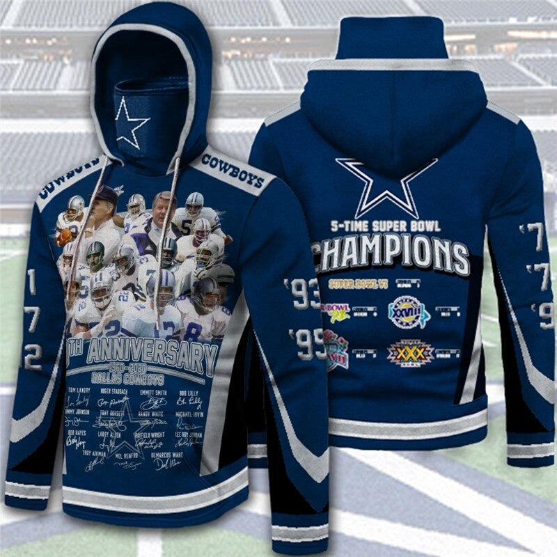 Dallas Cowboys Cartoon Player Zip Hoodie - Cute 3D Hoodie With Mens 3D Hoodies