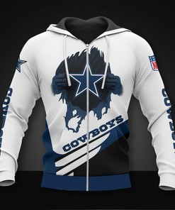 Dallas Cowboys Curve Graphic 3D Hoodie - Gifts For Fans With All Over Print Zip Up Hoodies Men
