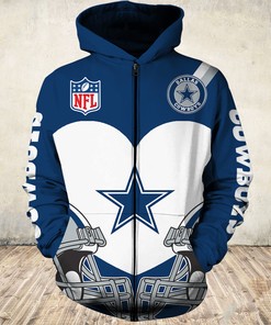 Dallas Cowboys Cute Death 3D Zip Hoodie - Gifts For Fans With Custom All Over Print Hoodie