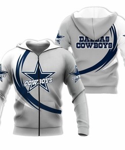 Dallas Cowboys Cute Long Sleeve 3D Zip Hoodie - Gifts For Fans With 3D Printed Hoodies