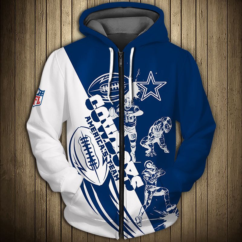 Dallas Cowboys Cute Zip Hoodie Pullover - Gifts For Fans With 3D Hoodies For Men Graphic