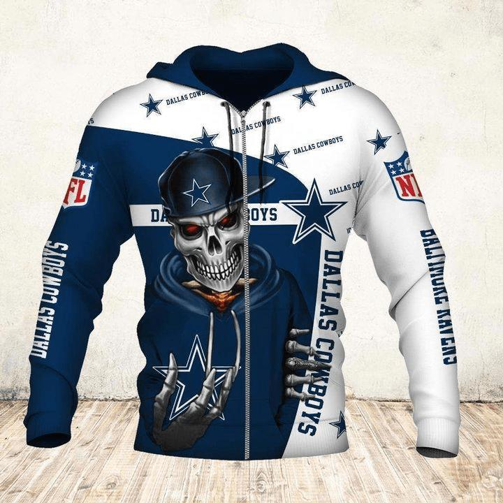 Dallas Cowboys Flame Balls 3D Zip Hoodie - Gifts For Fans With All Over Print Zip Up Hoodies Men