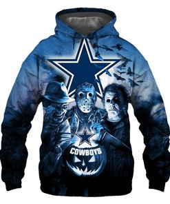 Dallas Cowboys Horror Night Halloween 3D Pullover Nfl - Custom All Over Print Hoodie For Men