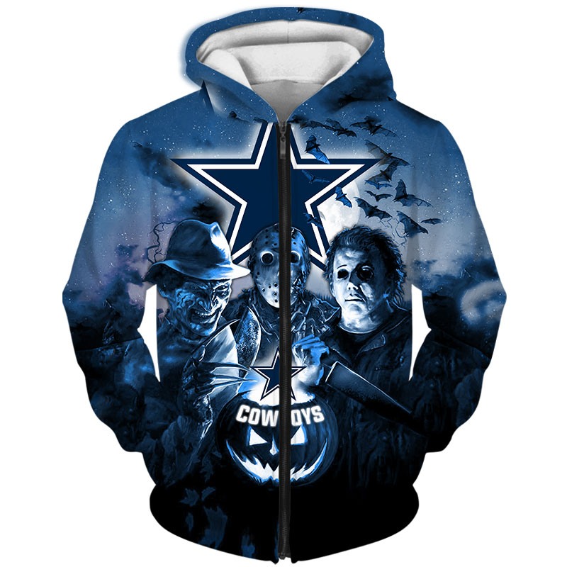 Dallas Cowboys Horror Night Halloween 3D Pullover Nfl - Custom All Over Print Hoodie For Men