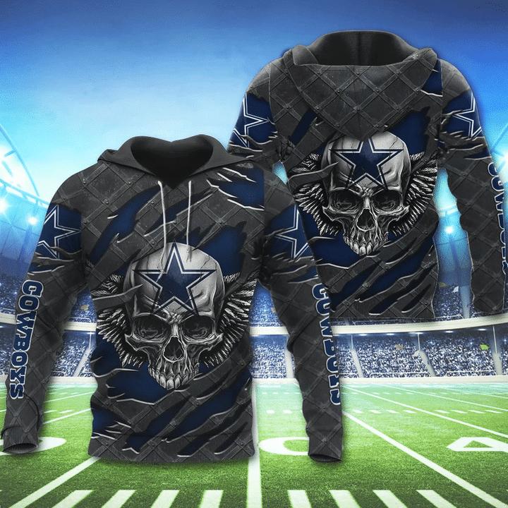 Dallas Cowboys Skull 3D Hoodie - Great Gift For Fans