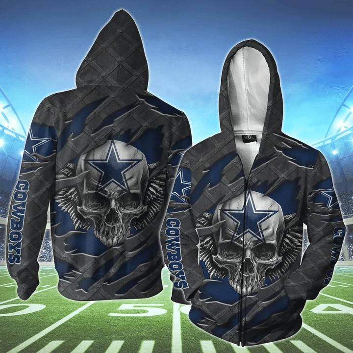 Dallas Cowboys Skull 3D Hoodie - Great Gift For Fans