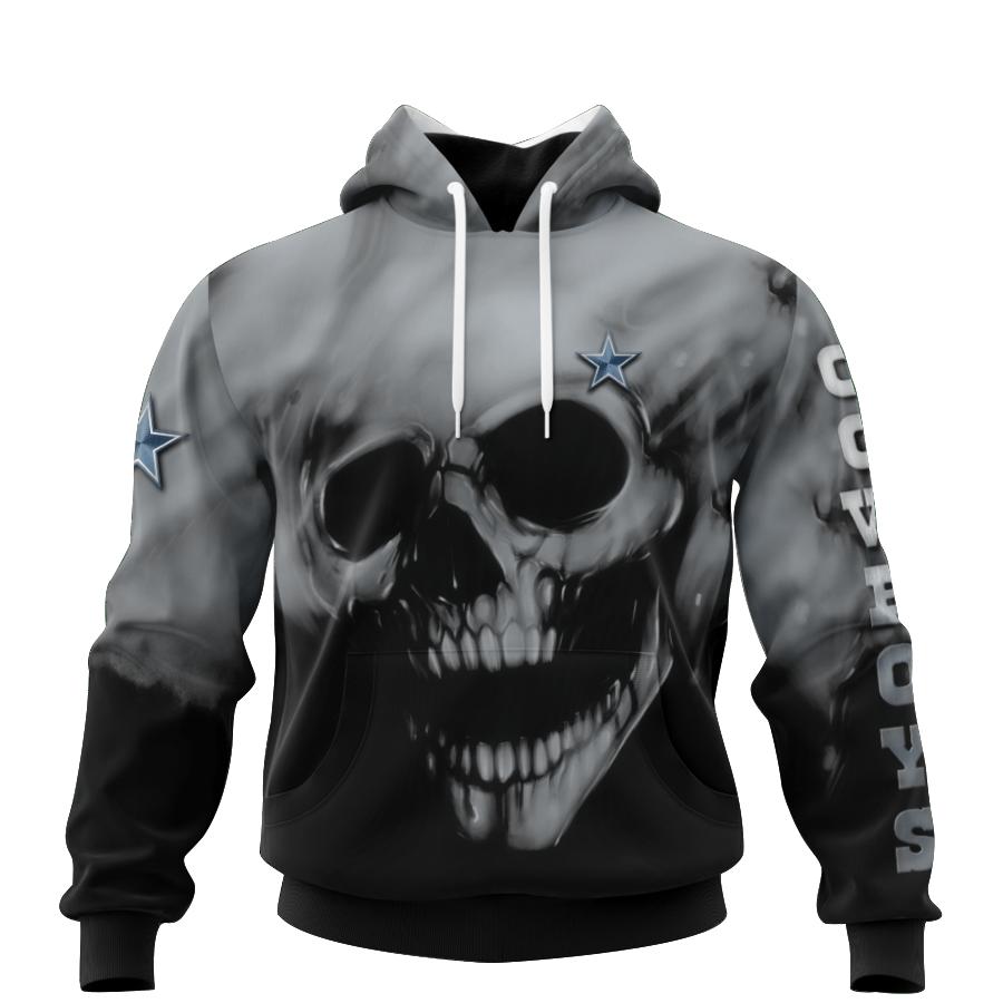 Dallas Cowboys Skull 3D With Zipper Hoodie - Gifts For Fans With Gifts For Father'S Day