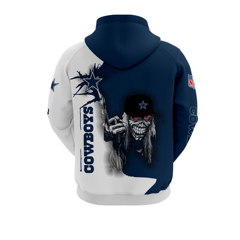 Dallas Cowboys Zigzag Graphic 3D Zip Hoodie - Gifts For Fans With All Over Print Hoodie Printful