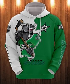 Dallas Stars Hoodie 3D Zip Hoodie With All Over Print Design