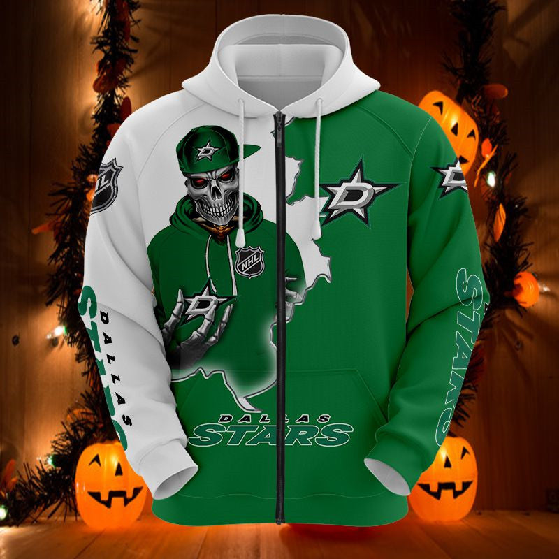 Dallas Stars Skull Hoodie 3D All Over Print Hoodie For Fans