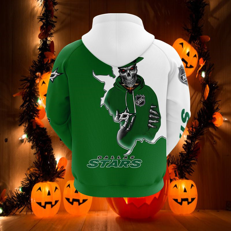 Dallas Stars Skull Hoodie 3D All Over Print Hoodie For Fans