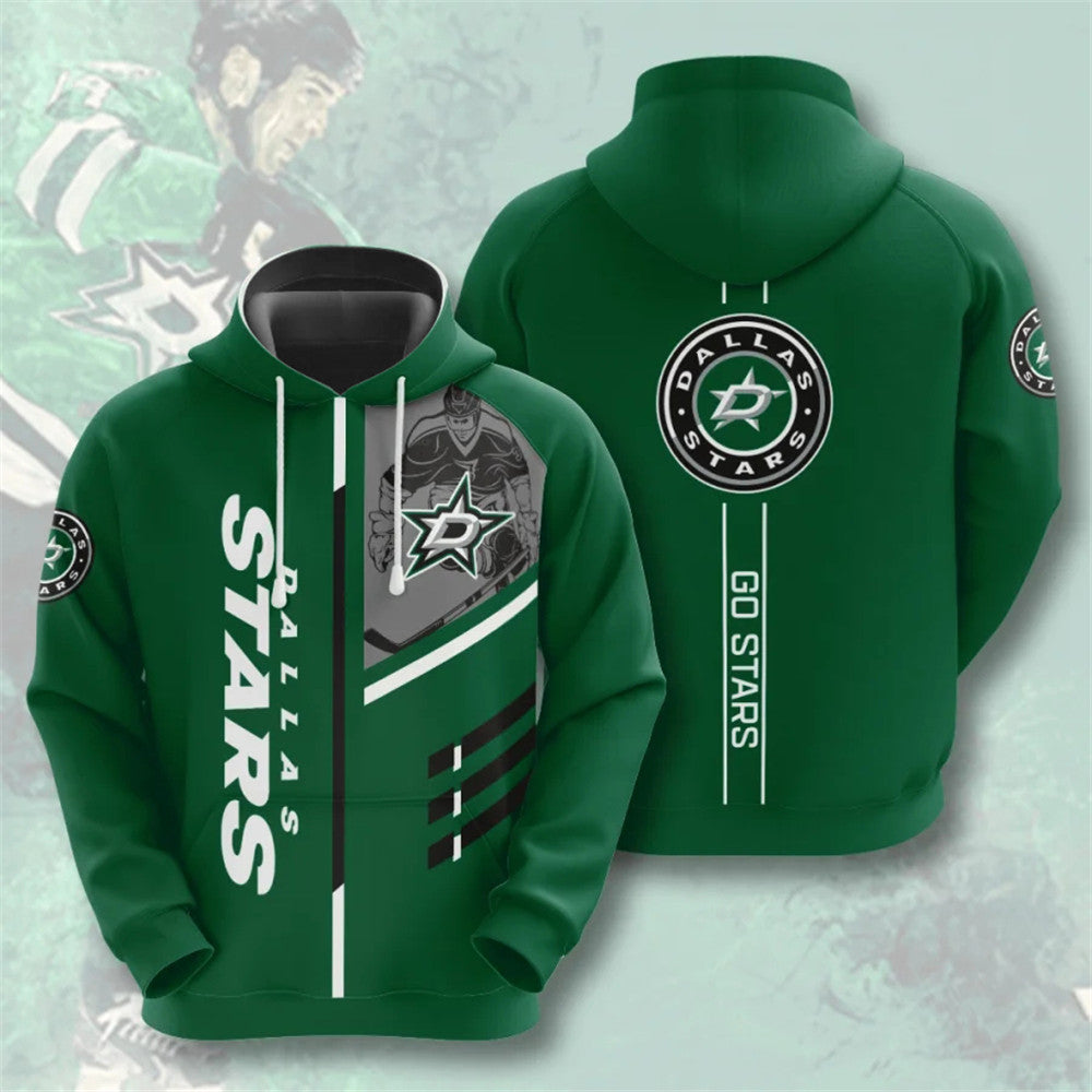 Dallas Stars Thunder 3D Pullover - Nhl Hoodie With 3D Hoodies With Zippers