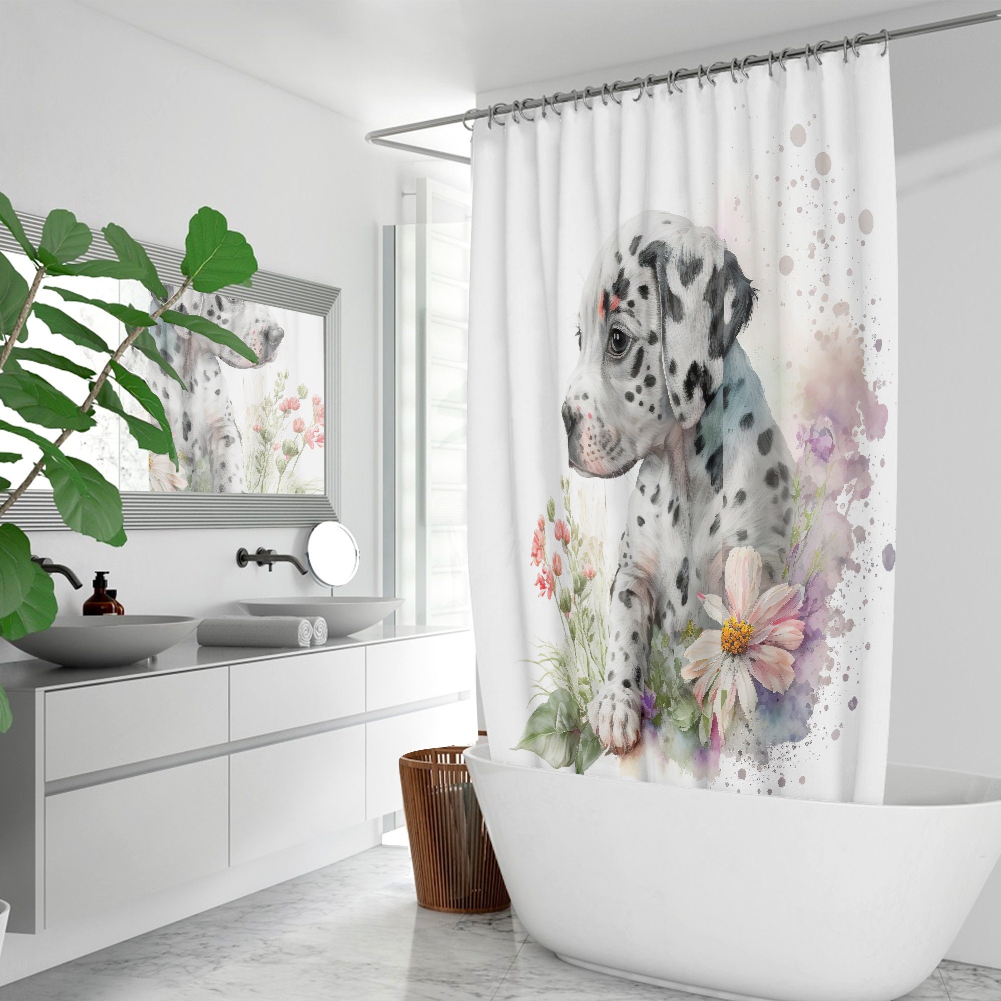 Dalmatian Dog Lover Gift Bath Curtain Shower Curtain For Bathroom Decor - Image 2