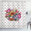 Damask Pattern Bouquet Print Floral Shower Curtain, For A Classic And Elegant Bathroom 