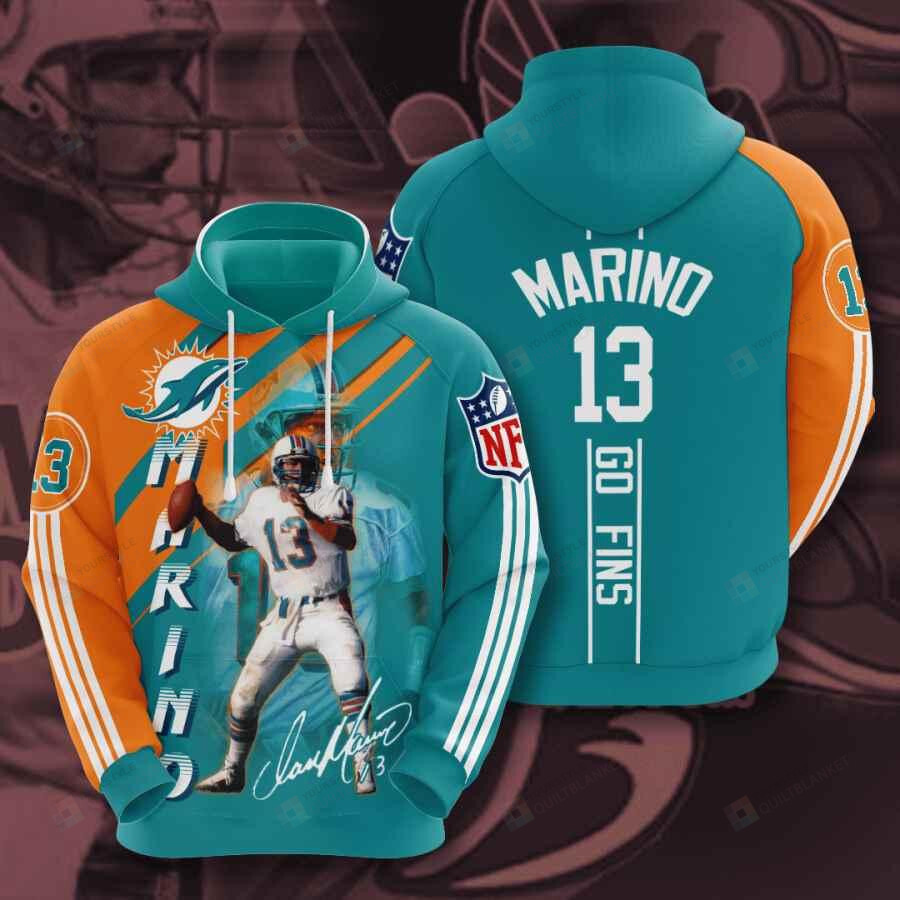 Dan Marino All Over Print Hoodie - Miami Dolphins 3D Zip-Up Hoodie For Fans