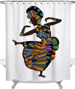 Dancing African American Girl Shower Curtain - Colorful Ethnic Print With Waterproof And Durable Polyester Fabric