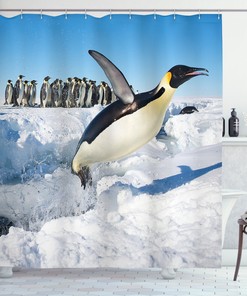 Dancing Penguin Family Shower Curtain - North Wildlife Bathroom Decor