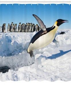 Dancing Penguin Family Shower Curtain - North Wildlife Bathroom Decor