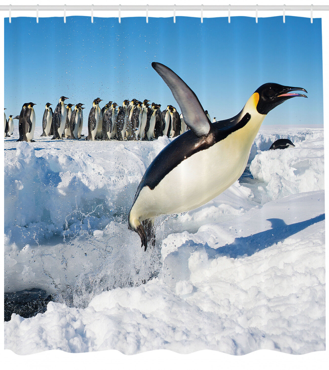 Dancing Penguin Family Shower Curtain - North Wildlife Bathroom Decor