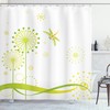 Dandelion Art Dragonfly Shower Curtain Signifying A New Season