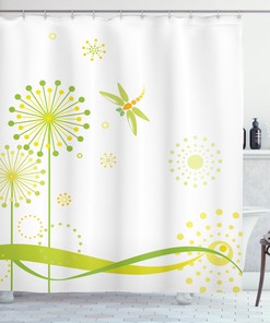 Dandelion Art Dragonfly Shower Curtain Signifying A New Season
