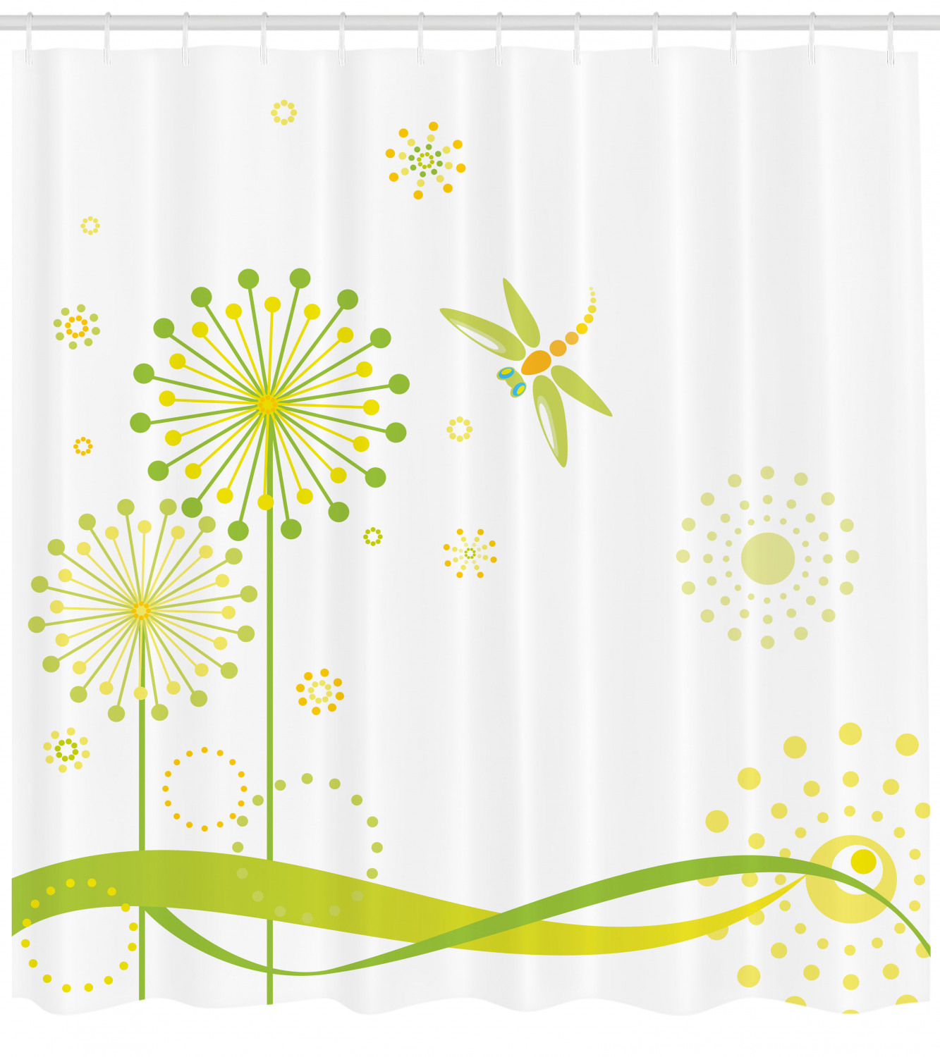 Dandelion Art Dragonfly Shower Curtain Signifying A New Season - Image 4