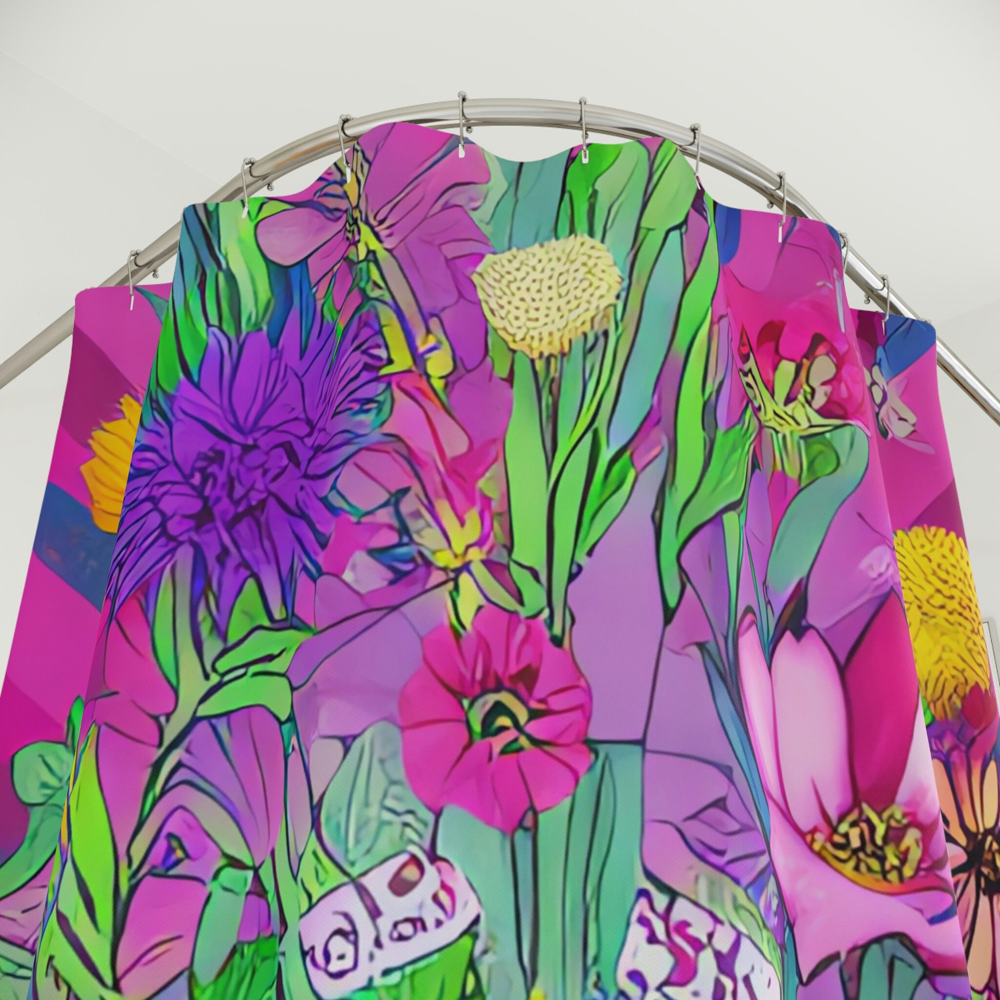 Dandelion Floral Shower Curtain With Ai Art Design Print For A Vintage Bathroom - Image 3