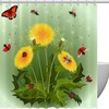 Dandelion and Ladybug Shower Curtain with Cute Butterfly, 72x72 - Unique Bathroom Decor