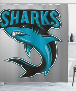Danger Fish Fins Print Shower Curtain for the Bathroom