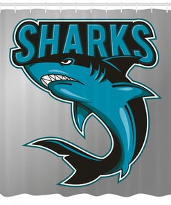 Danger Fish Fins Print Shower Curtain for the Bathroom