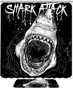Danger Shark Attack Shower Curtain For An Exciting Bathroom Decor