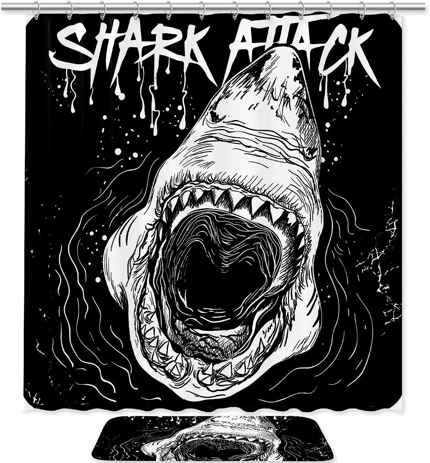 Danger Shark Attack Shower Curtain For An Exciting Bathroom Decor