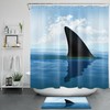 Danger Shark Fin Print Shower Curtain Waterproof Fabric for a Bold Bathroom Decor