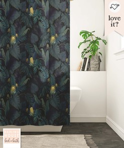 Dark Academia Jungle Plant Shower Curtain with Fern Leaves