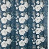 Dark Blue Floral Sketch Print Shower Curtain With Berries And Leaves For A Classic Bathroom Style