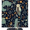 Dark Blue Owl Bear Animals Leaves Waterproof Shower Curtain For Kids Bathroom Decor