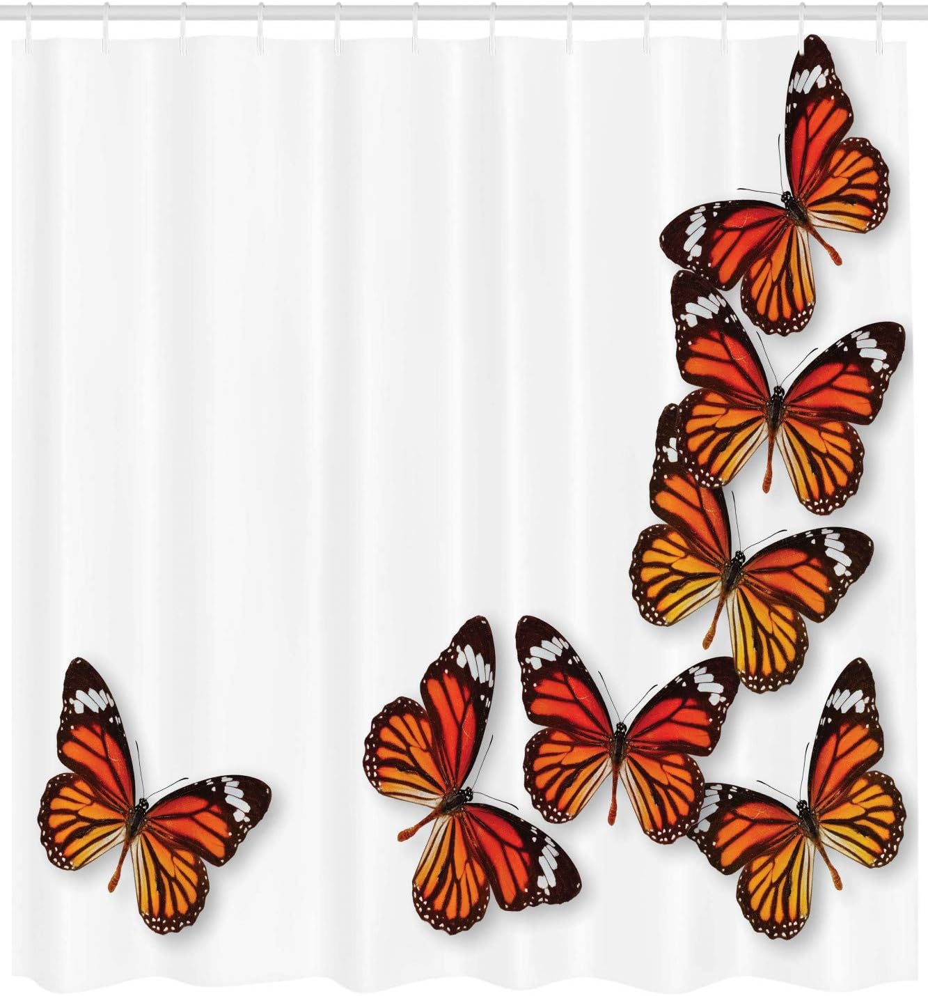 Dark Brown Marigold Monarch Butterfly Flying Frame Insect Weather Shower Curtain - Image 2