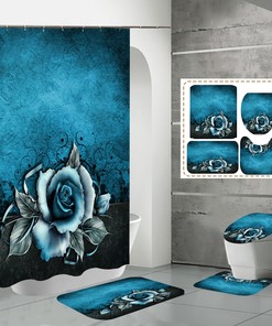 Dark Evil Rose Flowers Print Shower Curtain Bathroom Mat Bathroom for a Dark and Mysterious Bathroom Look