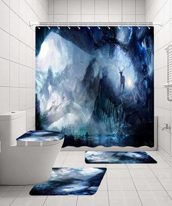 Dark Forest Magic Elk Animal Bathroom Shower Curtain For Nature Lover