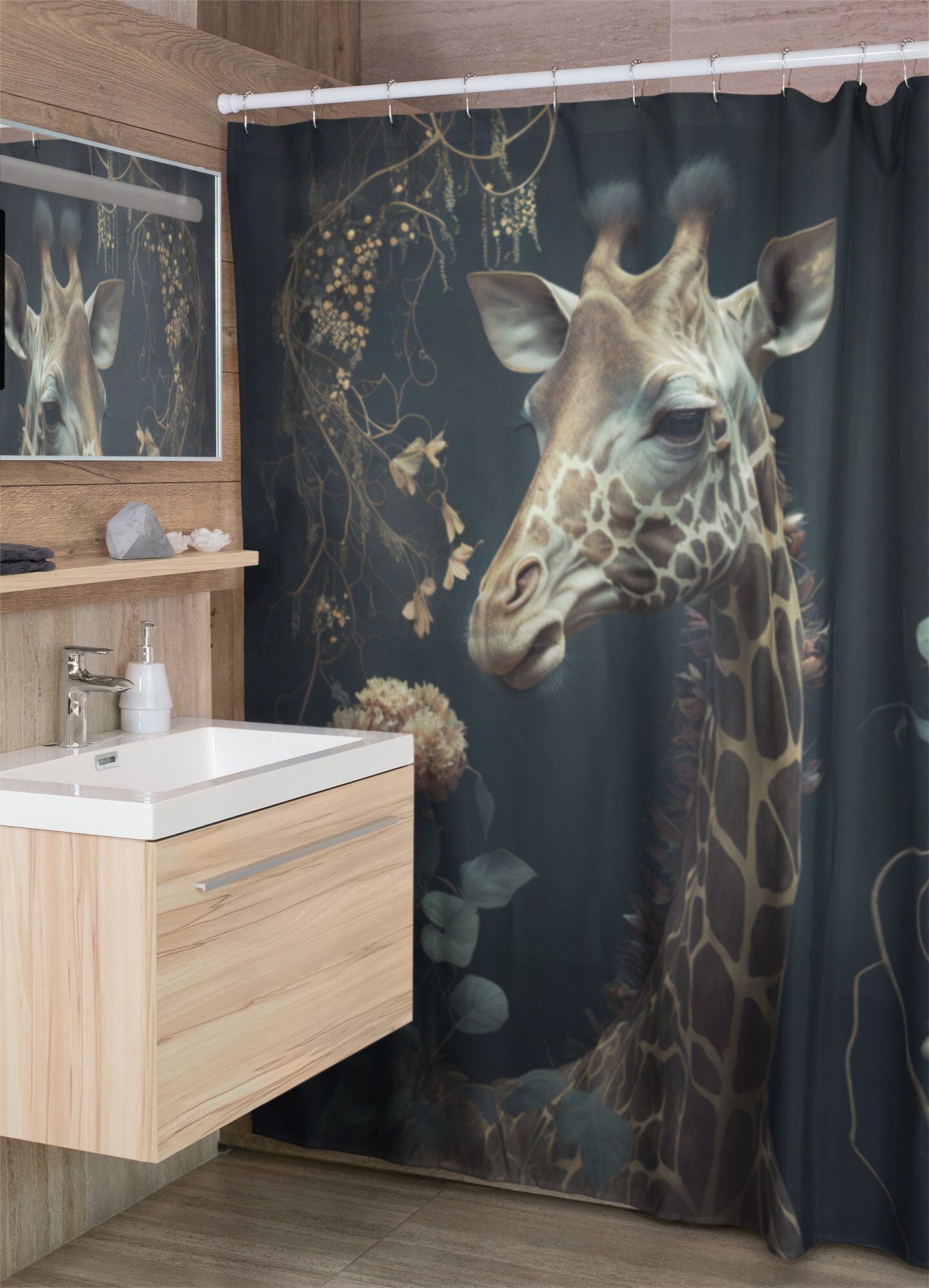 Dark Goblincore Giraffe Animal Nature Shower Curtain For Unique Bathroom Refresh Gifts