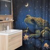 Dark Goblincore Shower Curtain with Toad, Frog, Stars and Moon Design