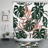 Dark Green Brown Tropical Palm Leaves Shower Curtain for Bathroom Decor