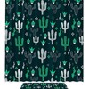 Dark Green Cactus Waterproof Bathroom Curtain For Southwestern Bathroom Decor