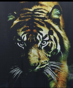 Dark Green Tiger Print Shower Curtain - Unique Animal Print Bathroom Decor