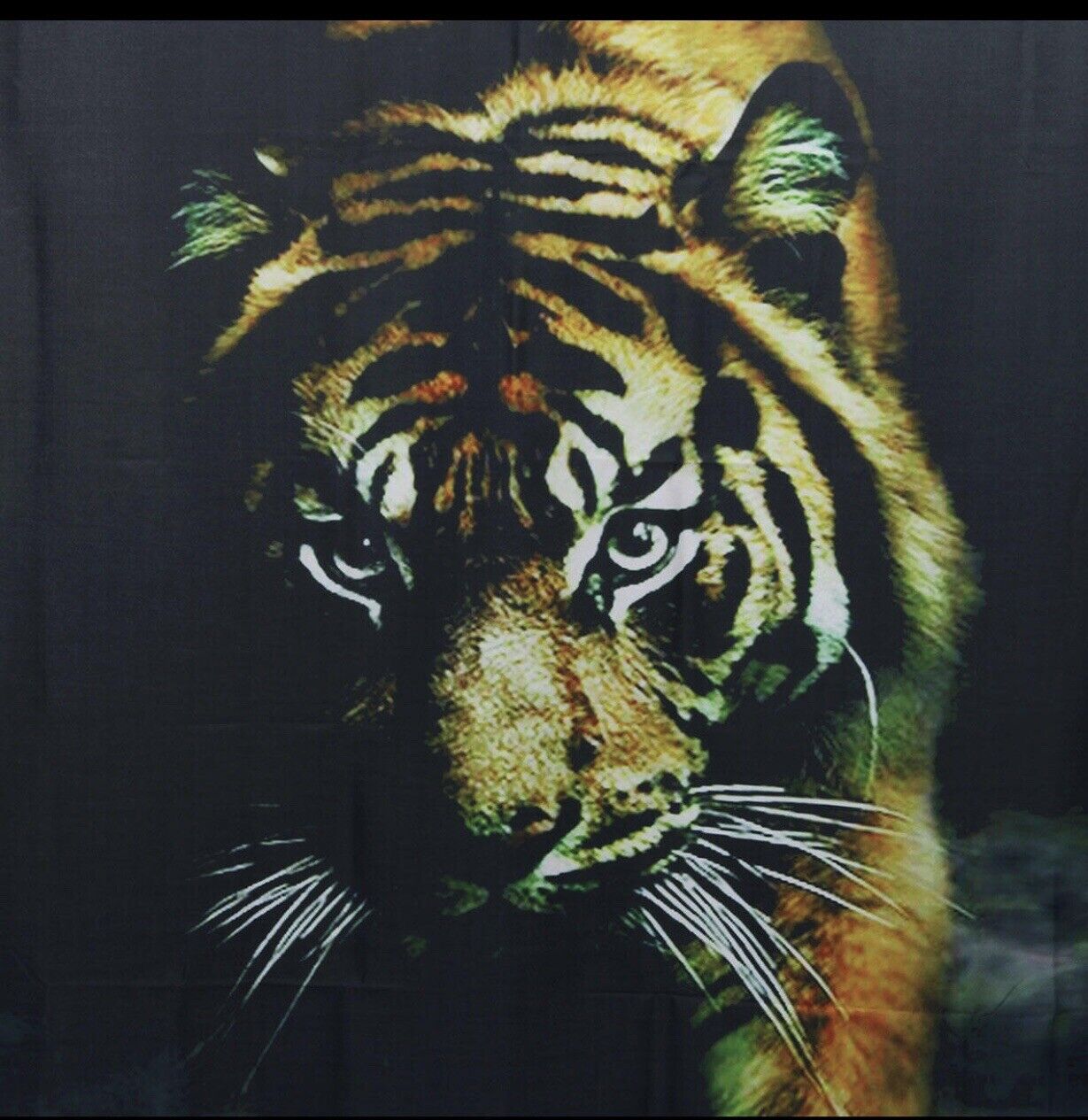 Dark Green Tiger Print Shower Curtain - Unique Animal Print Bathroom Decor