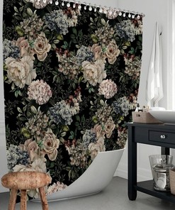 Dark Moody Flowers Modern Goth Grunge Shower Curtain For A Unique Bathroom Decor