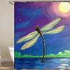 Dark Night Dragonfly Shower Curtain With Full Moon, Fabric Bathroom Curtain