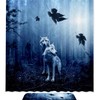 Dark Predator Wolf Shower Curtain with Forest Animal Print for Bathroom Decor 