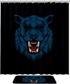 Dark Tiger Waterproof Fabric Shower Curtain For Animal Lovers Bathroom Decor